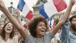 © Viktoriia - Joyful celebration of diversity and unity in franc with flag waving crowd