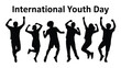 © Sabra - International youth day celebration with dancing young people silhouette illustration
