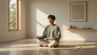 © BaiBoon88 - Calm young man meditating in a sunlit room embracing mindfulness and serenity for a peaceful lifestyle