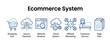 © Zabi - Ecommerce system icons set. Digital business process symbols for online store management.