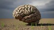 © Laily - Brain with vegetation in barren landscape