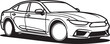 © Shazia - Black and white vector illustration of a sleek modern sedan car for professional automotive design
