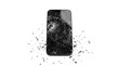 © PNG BOSS - Black smartphone with a cracked glass screen isolated on transparent background
