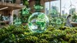 © Desti - Futuristic Environmental Concept Featuring a Digital Globe with Sustainable Technology Icons for Global Climate Change Awareness and Green Energy Solutions