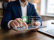 © Yan - A professional real estate agent manages a housing transaction process using a digital tablet screen to confirm property inspection and contract signing stages during a busy workday