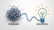 © abdul studio - Problem solving and business innovation concept depicting tangled wire transforming into bright lightbulb for strategic solutions