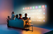 © Konstantin Yuganov - Family Enjoying Movie Night Together Streaming TV in Cozy Modern room