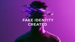 © vlntn - Digital glitch art showing face distortion and identity theft concept with purple background