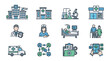 © Yoga - Professional Medical and Healthcare Icons Set with Colorful Illustrations of Hospitals Doctors Patients and Digital Tools