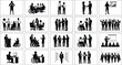 © ARNIKA ISLAM - Diverse business people silhouette set with inclusive workplace team meeting handshake presentation wheelchair disability vector illustration.