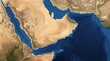 © noxchi zezeg - High resolution satellite map view of the Arabian Peninsula featuring the Strait of Hormuz and Bab el Mandeb