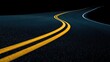 © angelina - Winding asphalt road with double yellow lines against dark night sky
