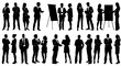 © Zubaraj - Business Meeting Silhouettes, Professional Teamwork and Presentation Graphics, Corporate Team Collaboration Vector Set
