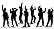 © Zubaraj - Energetic Crowd Silhouettes, Diverse People Dancing and Celebrating, Dynamic Group Action Vector Art