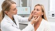 © Artyom - Dermatologist performing facial cosmetic consultation on a mature woman in a modern clinic