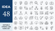 © Sifat - Idea icon set. Creative related line icons: innovation, brainstorming, solution, thinking, light bulb, inspiration, invention, cooperation and more. Editable stroke. Vector illustration.