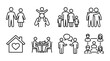 © ULFAITA - Family life and social community interaction outline icons.