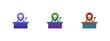 © MDBodrul - Colorful lion icons sitting at desks for business logo