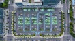 © NAYON89 - Aerial view of smart parking lot with digital occupancy tracking system real time technology tracking occupancy transport infrastructure management automotive monitoring capacity vehicles
