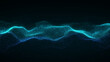 © Alina - Blue dotted wave on dark background with glowing particle lines and soft depth. Abstract digital surface for technology, data signal, sound visualization and modern design.