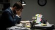 © GENZ - Businessman stressed at office desk.