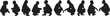 © Curto - vector,silhouette of a line  group of women a and men squatting on white background
