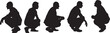 © Curto - vector,silhouette of a  group of men  squatting on white background
