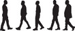 © Curto - vector,silhouette of side  view of a group of men walking