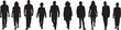 © Curto - vector, large group silhouette of a group of women a and men walking