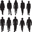 © Curto - vector, silhouette of a group of women a and men walking