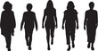 © Curto - vector, silhouette of a  group of women a and men walking