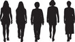 © Curto - vector, rear view of silhouette of a  group of women walking