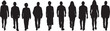 © Curto - vector, back view silhouette of a  group of women and men walking