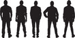 © Curto - vector, silhouette of a  back view of a group of men standing