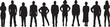 © Curto - vector, silhouette of a  back view of a group of women and men standing