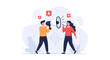© Elsha - Diverse People Announcing with Megaphones and Social Media Icons
