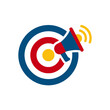 © zuhud - A colorful graphic illustration of a target with a megaphone