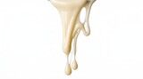 Creamy Sweet Liquid Dripping on White Background