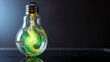 © joeycheung - Glowing light bulb with swirling green and yellow liquid inside, futuristic design.