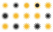 © MUNNA - Yellow and Black Sun Vector Icon Set Showing Simple Flat Sunshine Symbols, Summer Logo Designs, Weather Icons, and Mobile App Interface Illustration