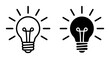 © Safa - Illuminated Light Bulb Icons, Bright Idea Symbol, Innovation Concept, Creative Spark, Black and White Vector Graphics for Business and Technology