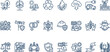 © Umbreon - ESG sustainability line icons featuring renewable energy social equality environmental protection and corporate governance symbols for responsibility