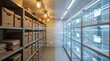 © TensorSpark - Archive room with cardboard box and digital file wall, showing paperless office, document scan, and secure archive digitization.