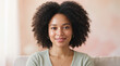 © MDFARID - A close up portrait of a young woman with natural curly hair and a green shirt looking ad social media download thambnail poster web template event festival 2026 2027 2028