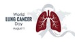 © AMIRUN - World lung cancer day awareness design with red lungs and ribbon, awareness
