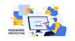 © Jaya - Cybersecurity concept, person typing password on computer for protection
