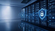© MdNiloy - Cybersecurity digital shield protection over server rack in data center with security cybersecurity protection technology internet infrastructure information encryption computing