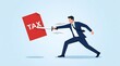 © I am Z.i - Businessman fighting tax document with a sword for reduction concept
