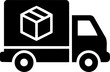 © MdAbulBasar - Black delivery truck icon with a shipping box symbol isolated on transparent background