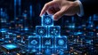 © Ammar Ismail - Business Hand Placing AI Technology Cube on Digital Blocks Representing Artificial Intelligence, Cloud Computing and Innovation